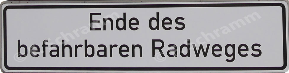 Schild "Ende des befahrbaren Radweges"