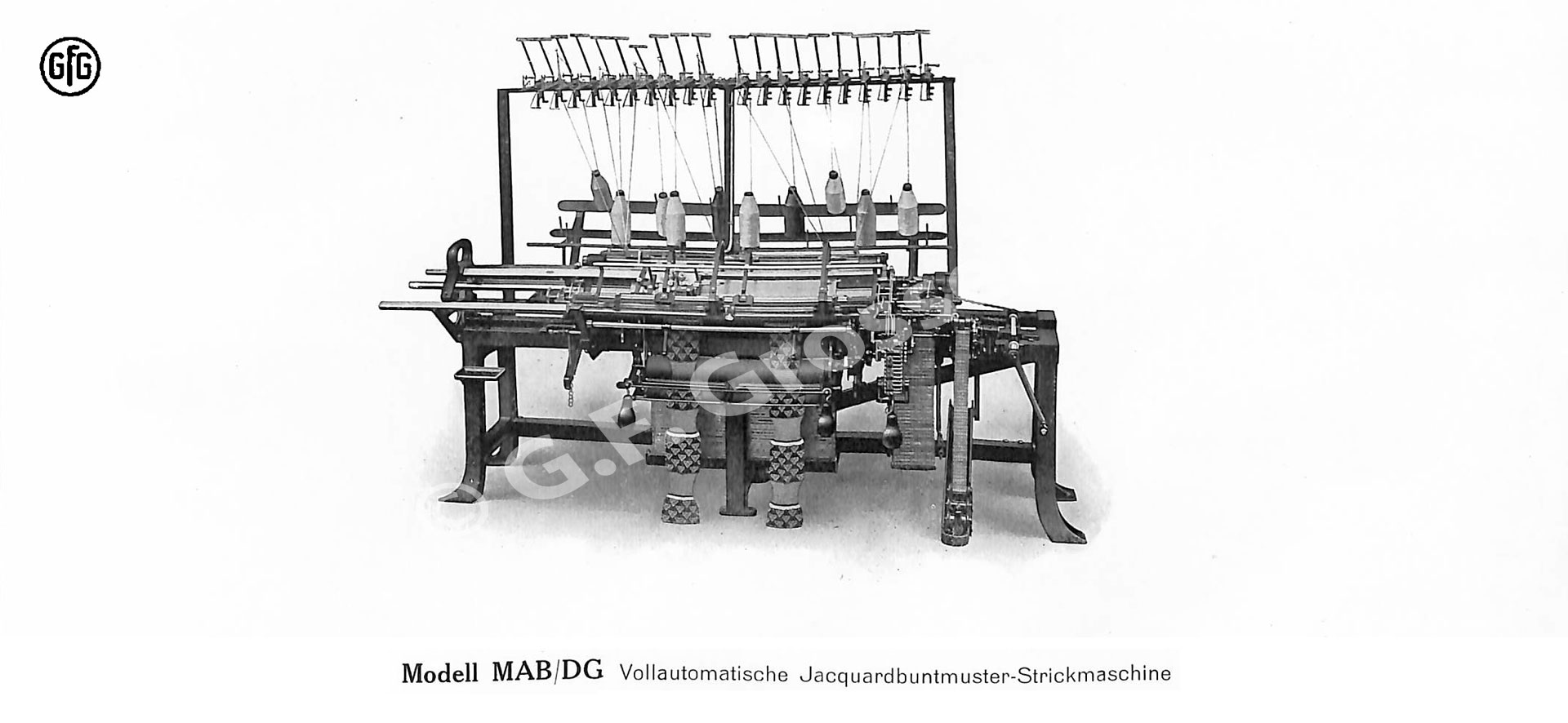 Strickmaschine aus einem Katalog der Strick und Spulmaschinenfabrik G.F. Grosser