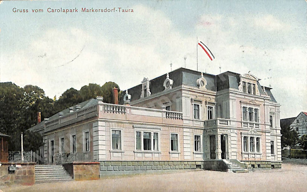 Postkarte mit dem Carola-Park um 1900